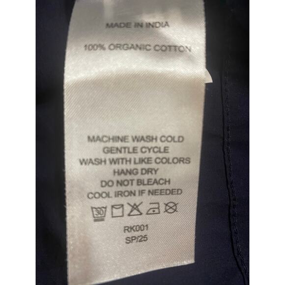 Quince 100% Organic Cotton Poplin Tiered Maxi Dress Navy Blue 3X - Picture 5 of 9